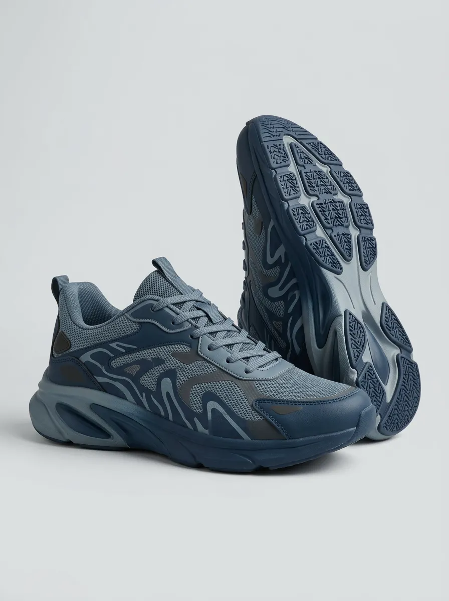 Unisex Abstract Wave Pattern Print Sneakers