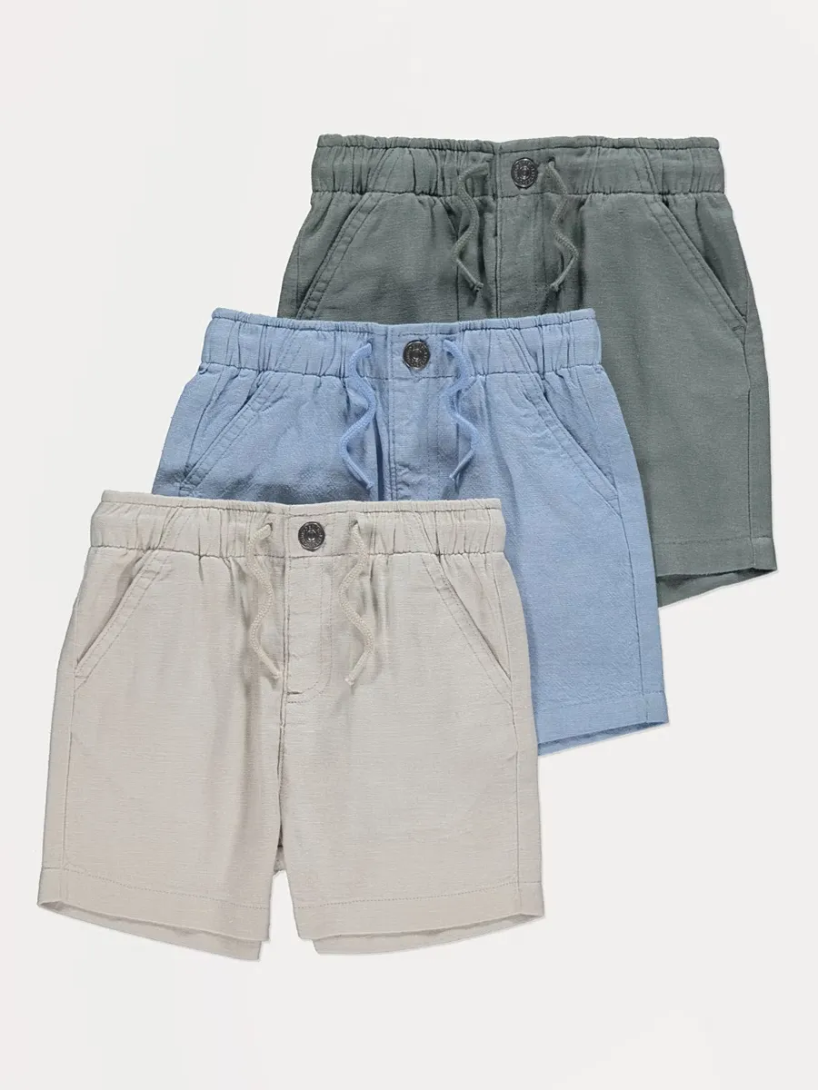 Woven Shorts with Linen 3 Pack