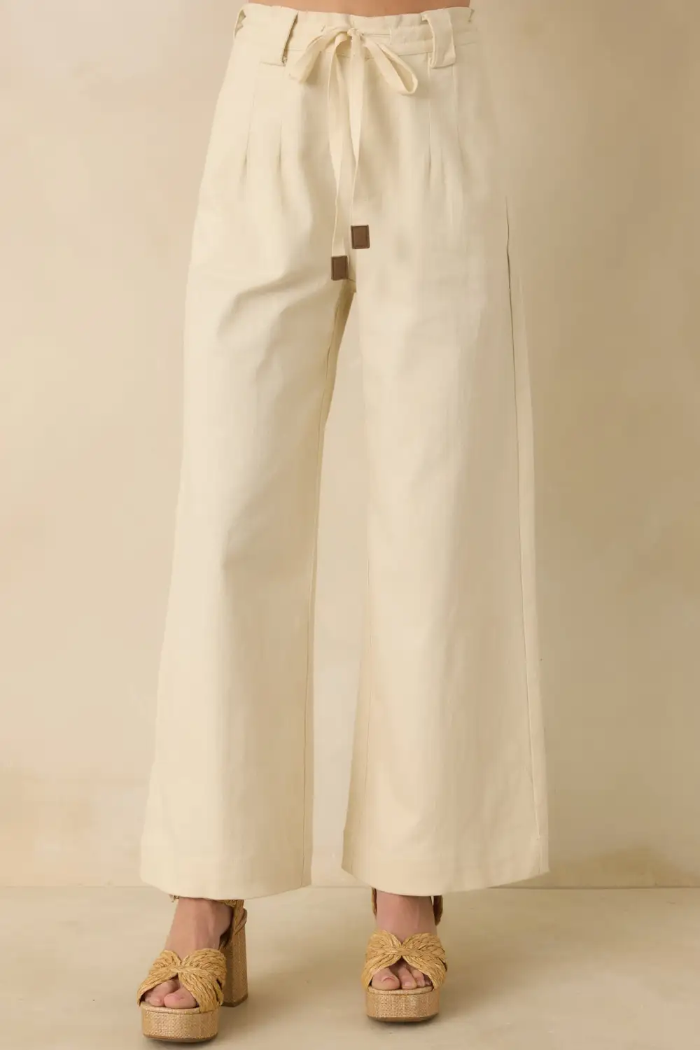 Rhythm Cotton Tie-Belt Wide Leg Pants