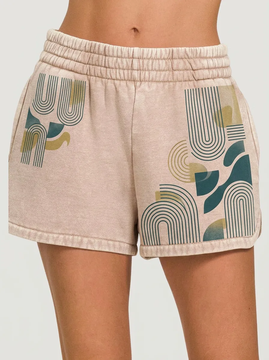Women's Boho Abstract Geometric Arches Graphic Shorts