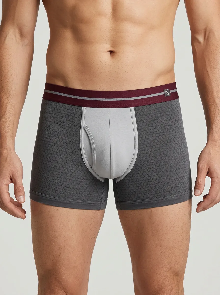 Men's Geometric Pattern Contrast Pouch Boxer Briefs