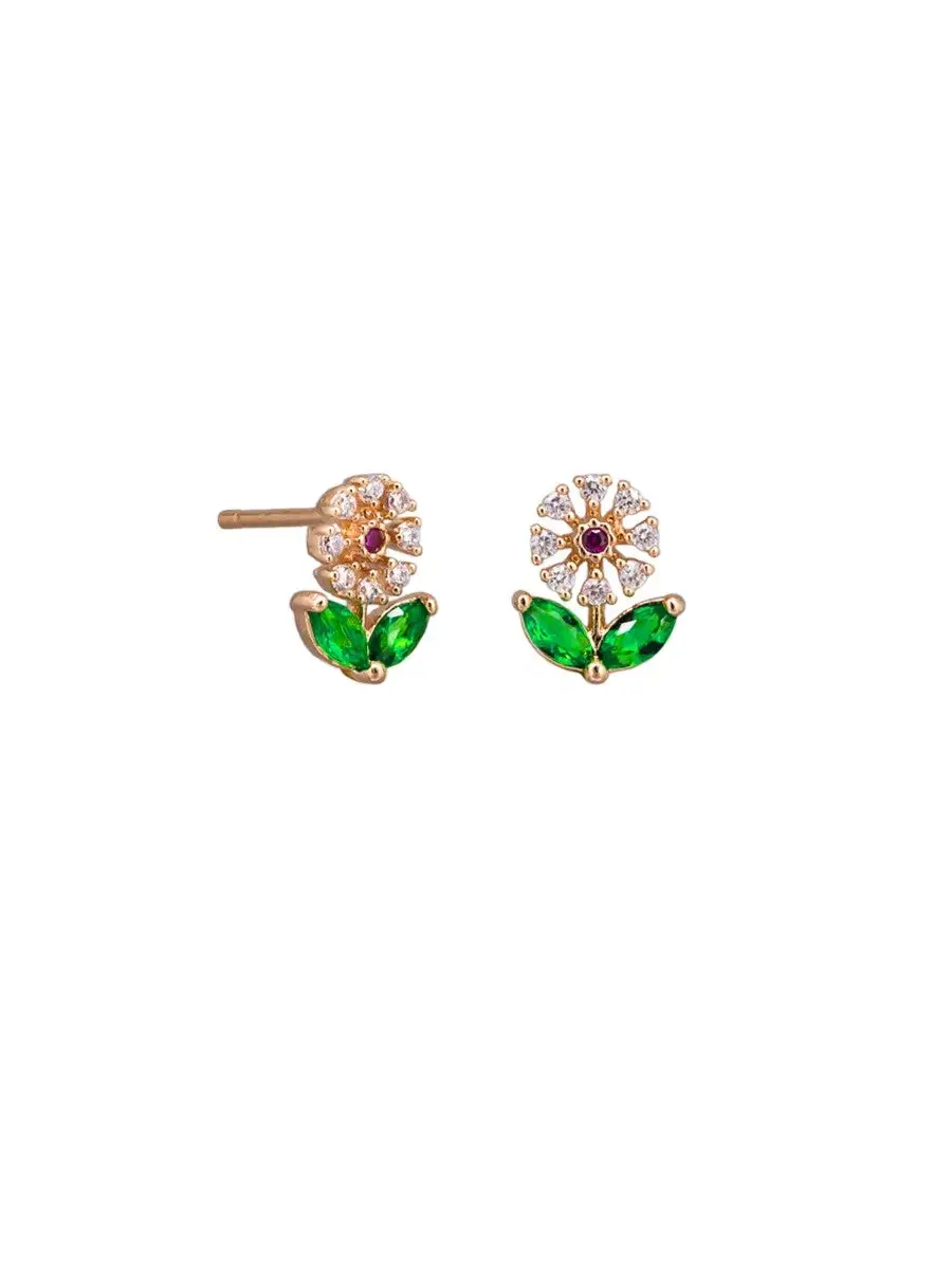 Garden Flower Crystal Stud Earrings