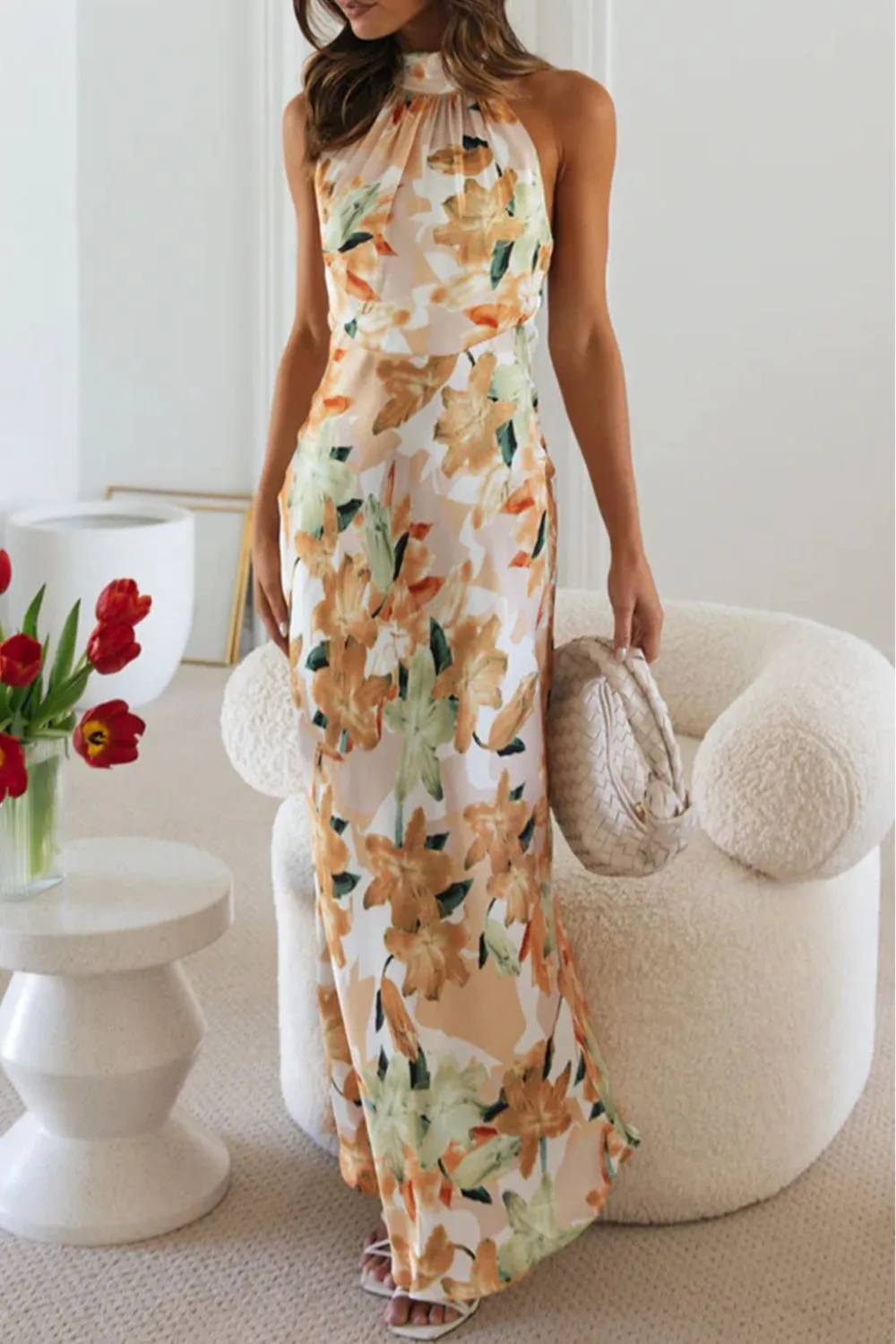 Lightweight Feel Floral Printed Maxi Dress