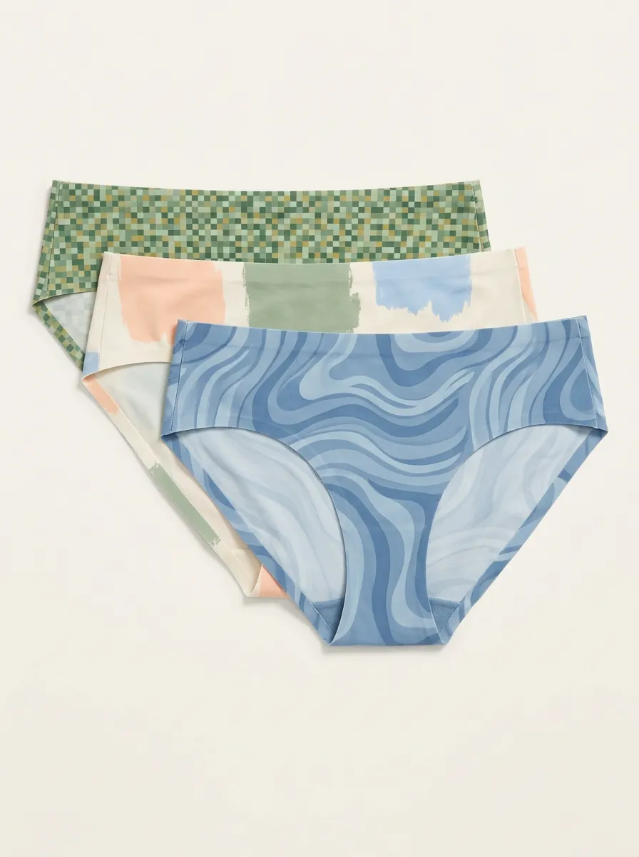 Women's Abstract Art Geometric Swirl Printed Three-Pack Panties