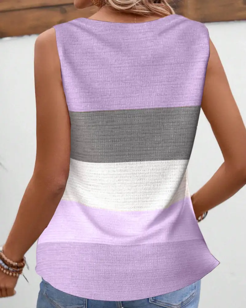 Striped Button Front Blouse