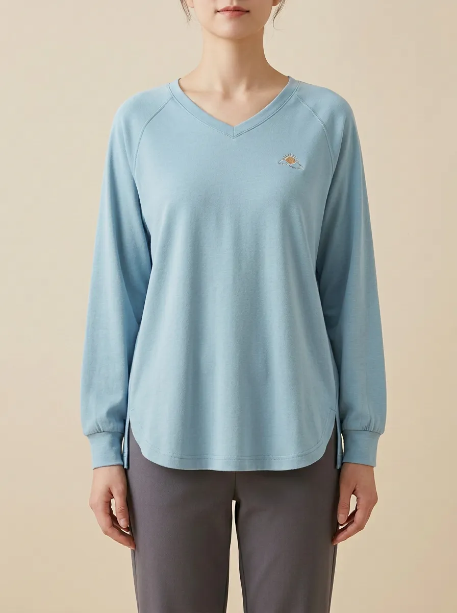 Women's V-Neck Raglan Long-Sleeve Top