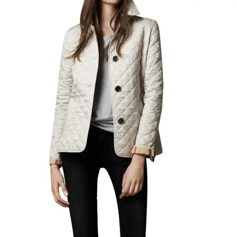 Checked Padded Button Front Jacket