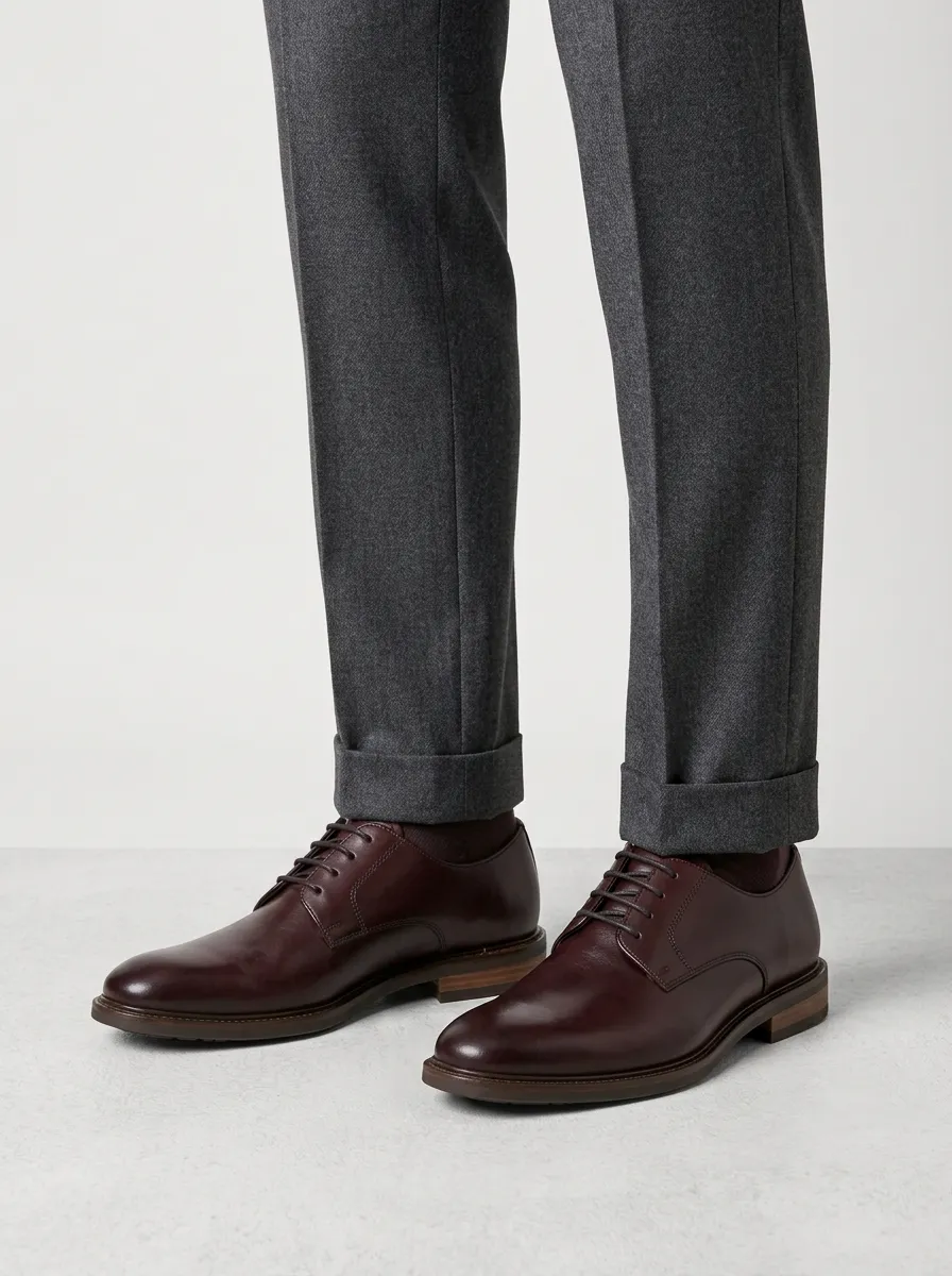 Men's Dark Burgundy Leather Oxford Shoe
