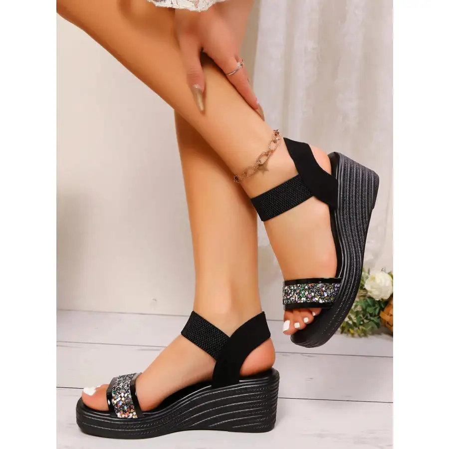 Glitter Platform Wedge Sandals