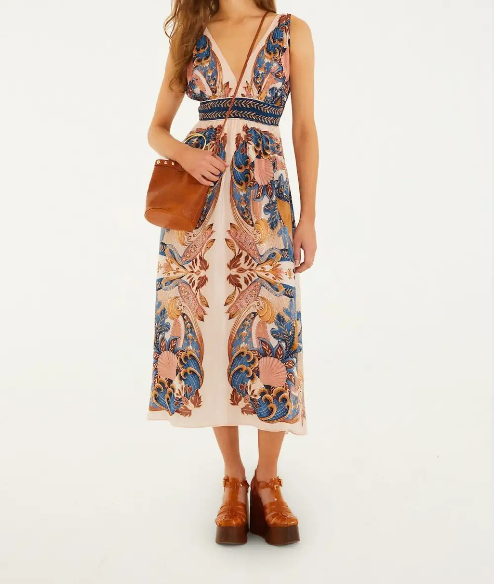 V-Neck Midi Easy Fit Dress