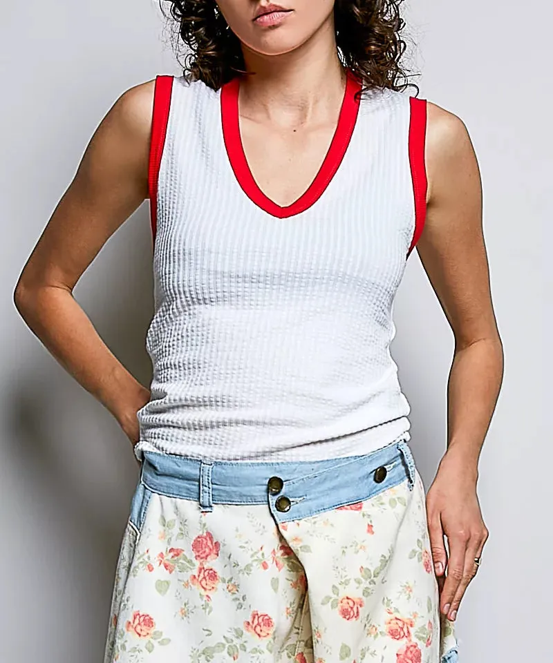 Relaxed V-Neck Ribbed Tank Top