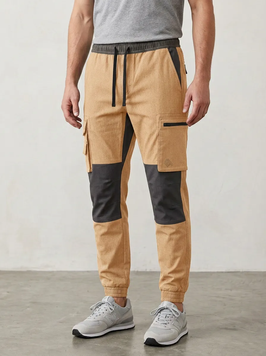 Contemporary Graphic Print Style Men's Cargo Jogger Pants