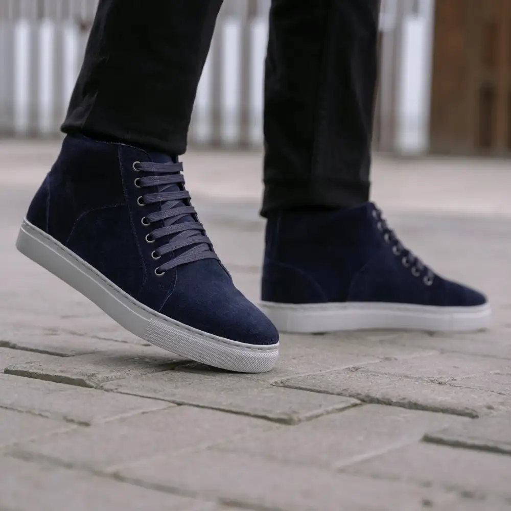 Textured Suede High Top Sneakers