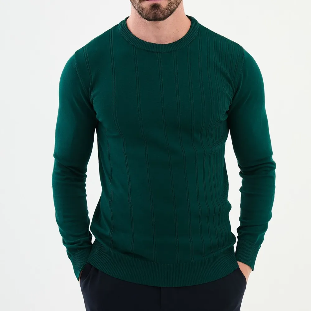 Versatile Long Sleeve Slim Fit Cotton Knit Sweater