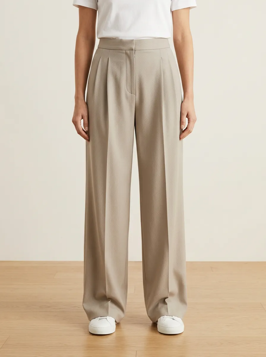 Everyday Elevated Casual Pleated High Rise Wide Leg Trousers