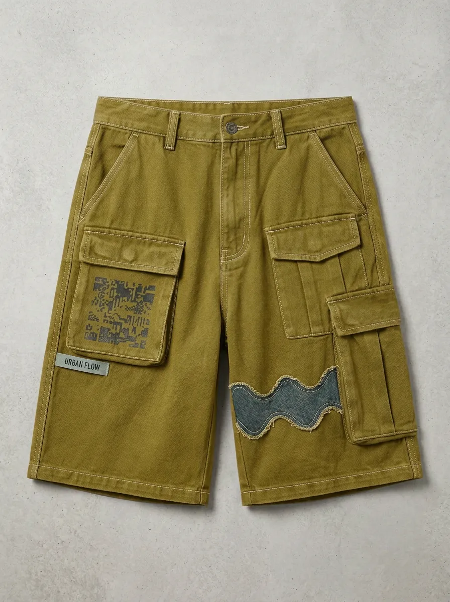 Cargo Patchwork Graphic Men's Cargo Shorts
