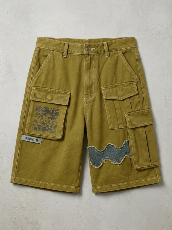 Cargo Patchwork Graphic Men's Cargo Shorts
