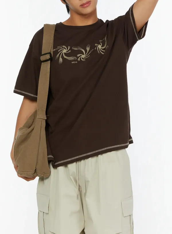 Men's Round-Neck Graphic Print T-Shirt