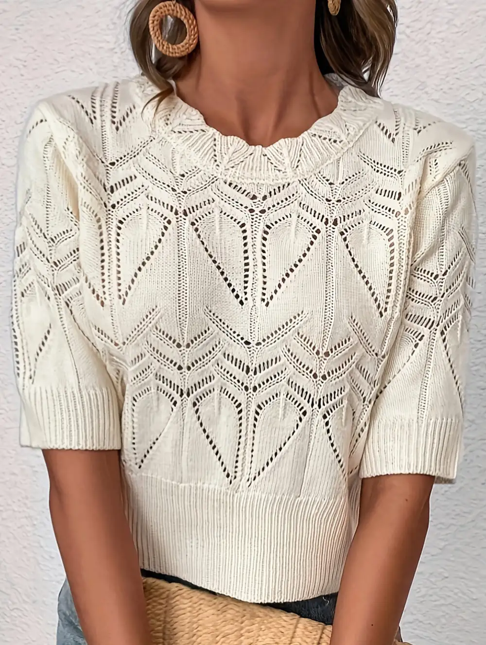 Crochet Short Sleeve Knit Top