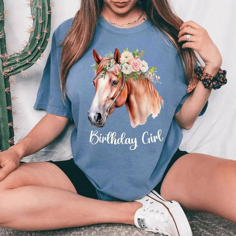 Horse Birthday Girl Party Outfit Pony Daughter Granddaughter Women's Oversized Comfort T-Shirt