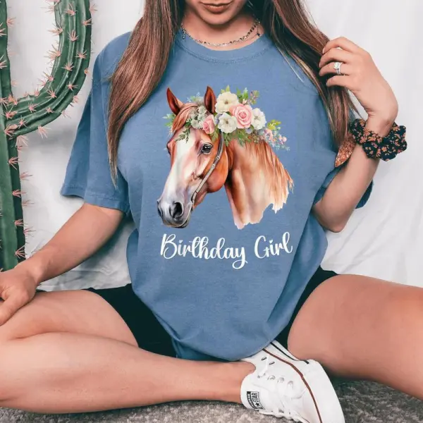 Horse Birthday Girl Party Outfit Pony Daughter Granddaughter Women's Oversized Comfort T-Shirt