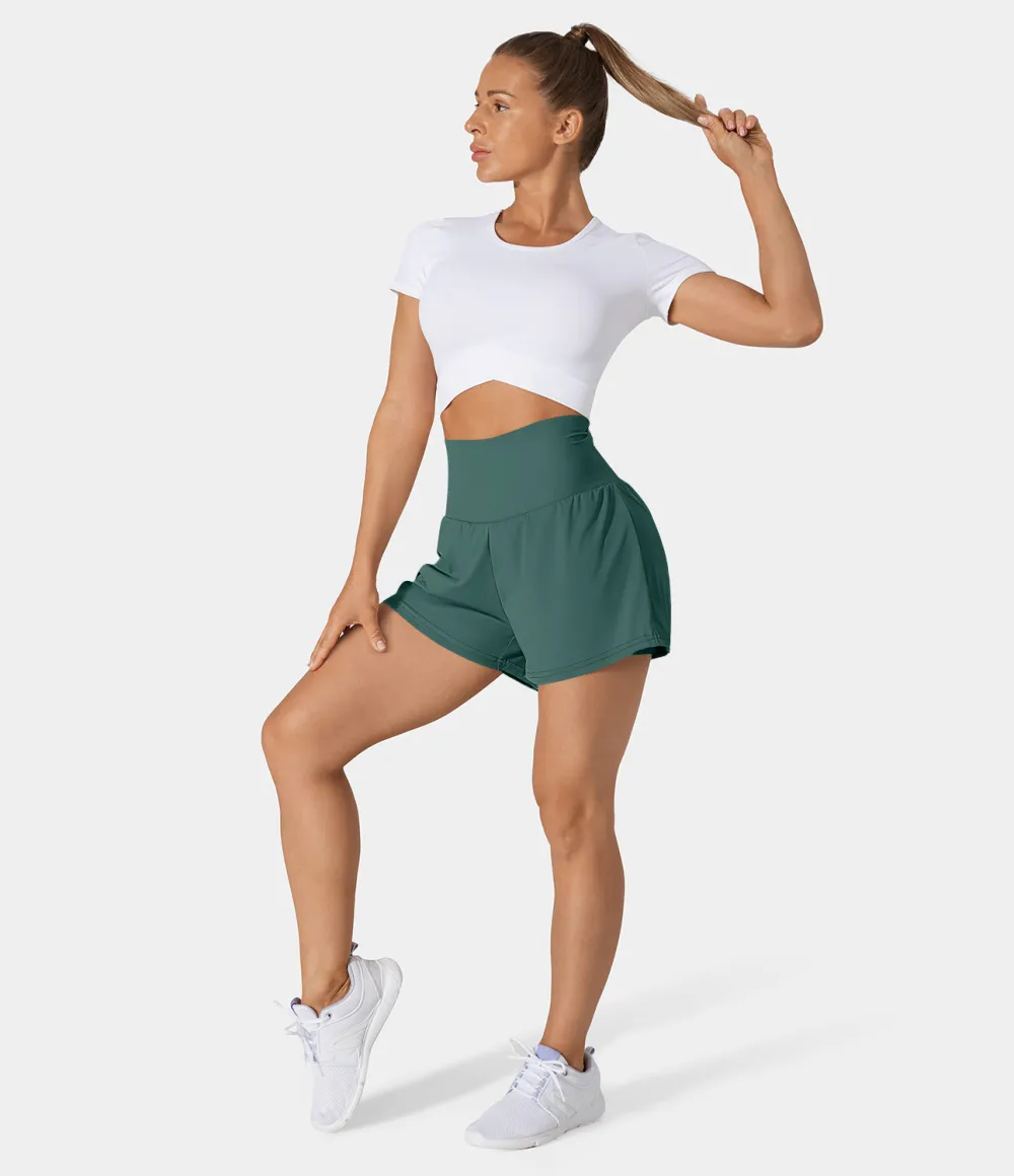 2026🔥  Super High Waisted Back Pocket & Side Hidden Pocket 2-in-1 Yoga Shorts 2.5