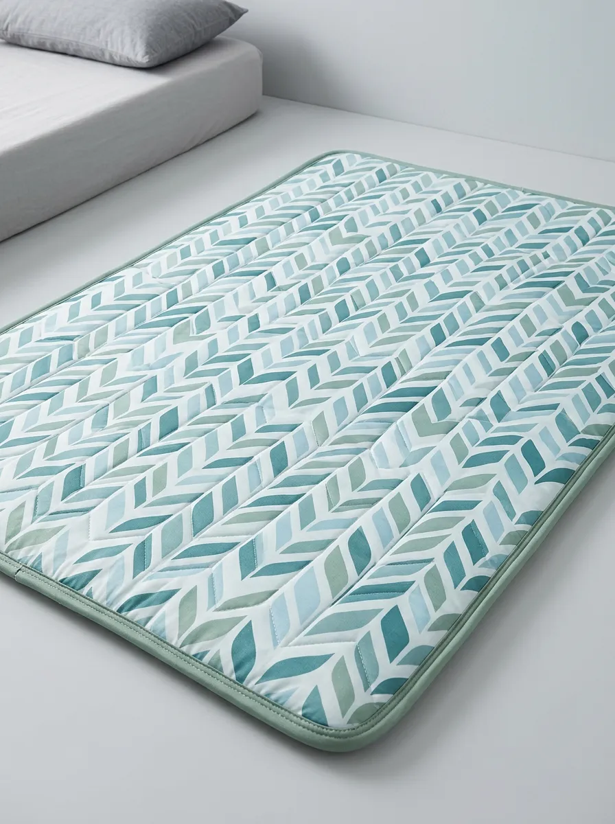 Cooling Mat Green Herringbone Pattern Pattern Cooling Mat