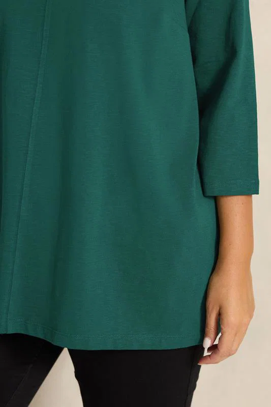 Teal Green Cotton V-Neck Top detail 3