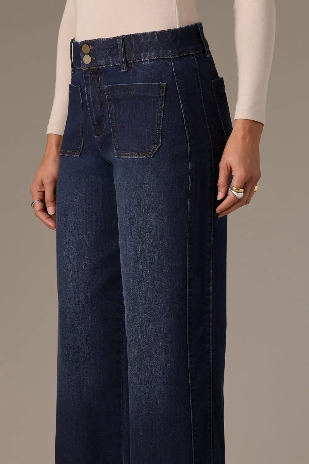 High Rise  Wide Leg Petite Jeans Side