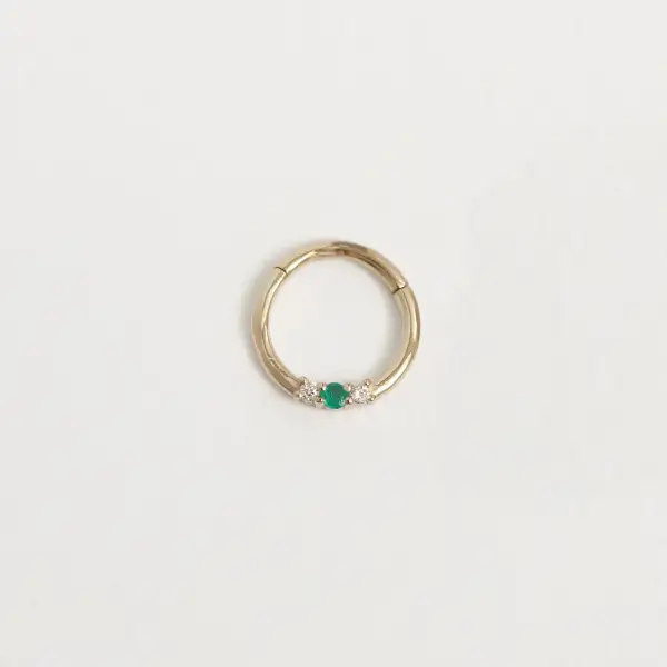 Diamond Sapphire Emerald Hoop Earring