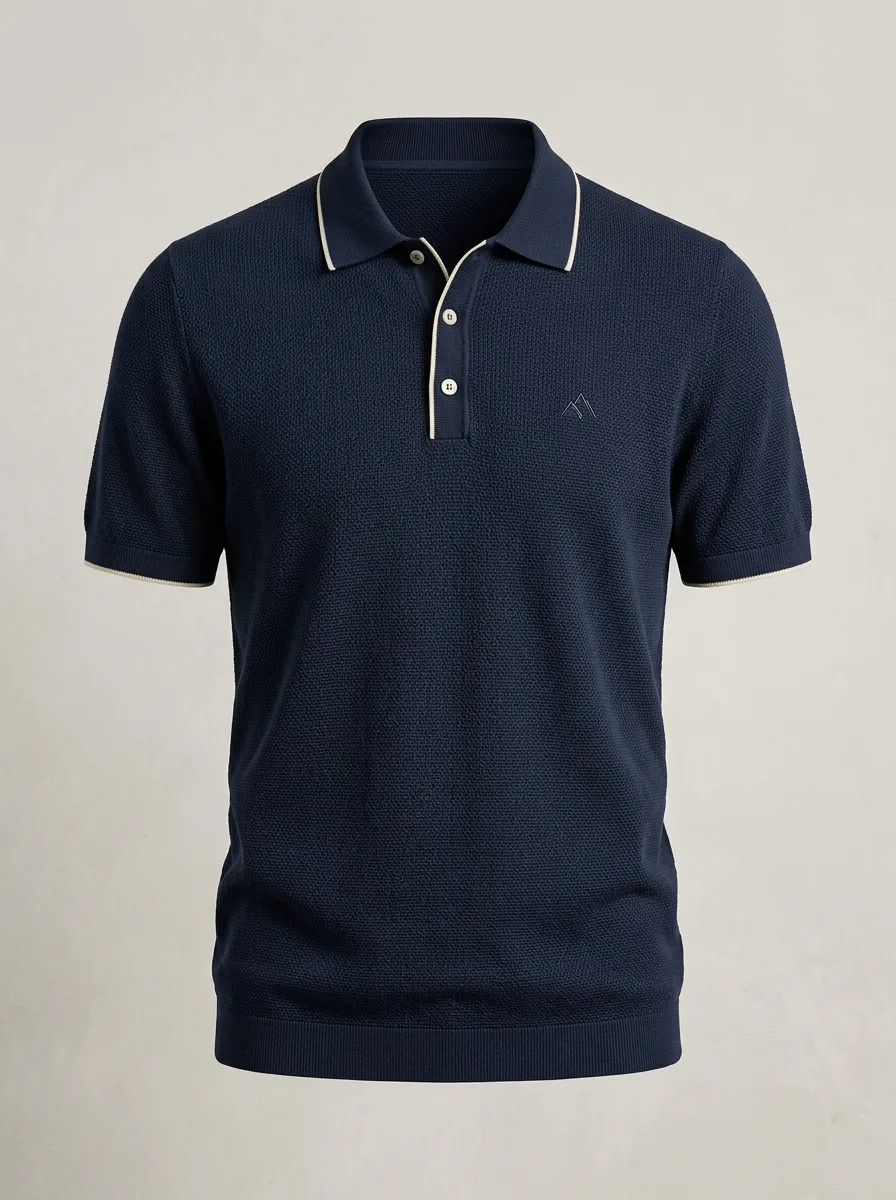 Mountain-Detail Embroidered-Detail Men's Polo Shirt