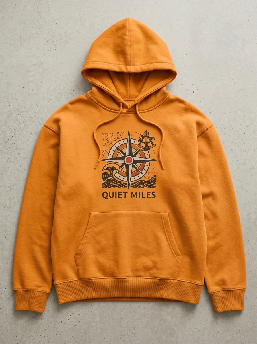 Unisex Nautical Traveler Compass Quiet Miles Printed Hoodie