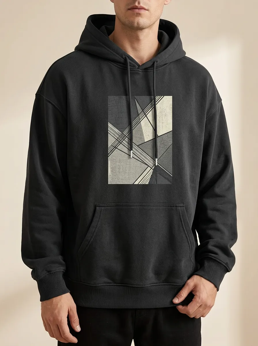 Men's Modern Minimalist Geometric Abstract Print Hoodie