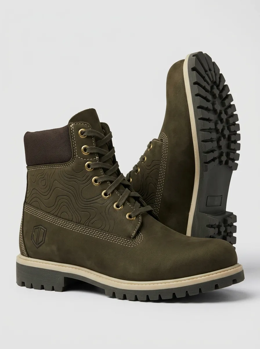 Unisex Weekend Outdoor Enthusiast Topographic Map Print Work Boots