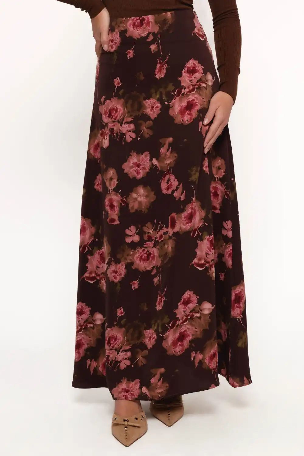 Versatile Floral A-Line Midi Skirt