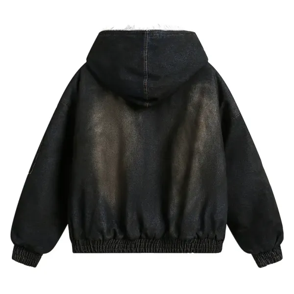 Washed Denim High-Neck Jacket