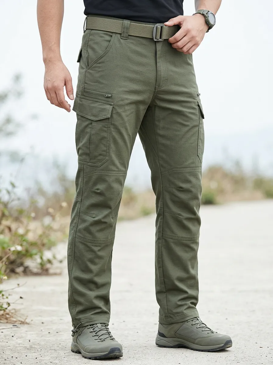 Men's Olive Green Multi-Pocket Tactical Cargo Pants