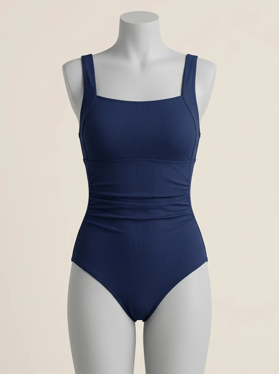 Beach Ribbed Ruched One-Piece Swimsuit