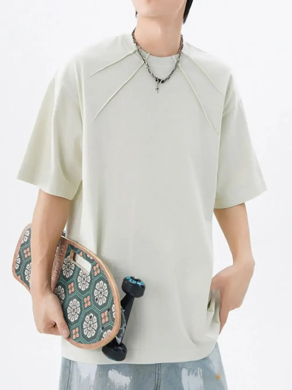 Cotton-Blend Round-Neck Short-Sleeve T-Shirt