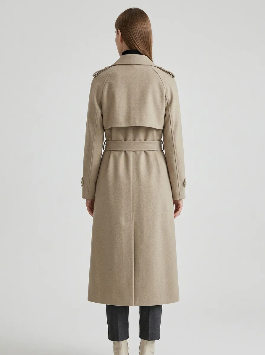 Women's Urban Belted Minimalist Long Trench Coat