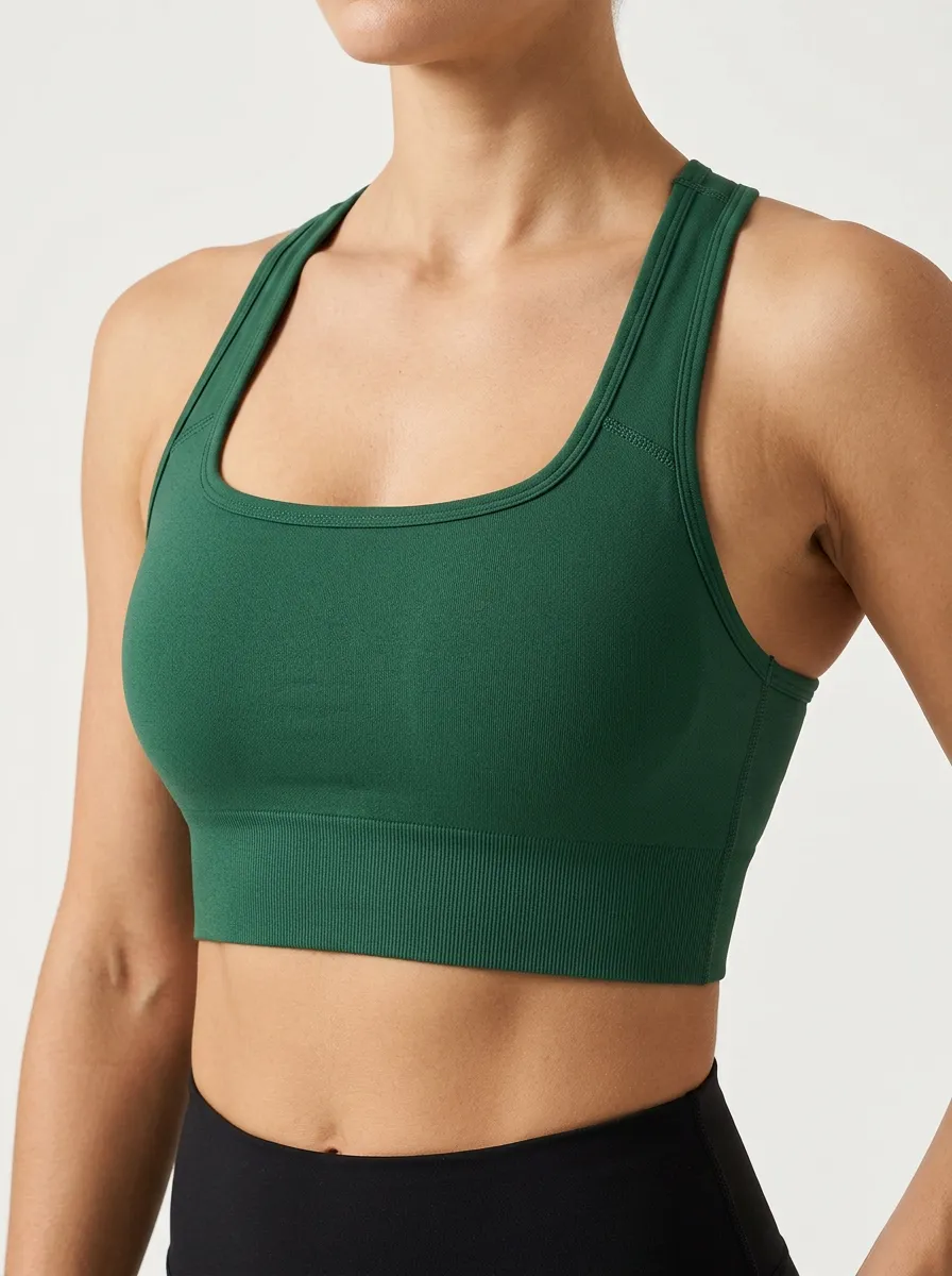 Women's Studio Scoop Neck Racerback Ribbed Sports Bra
