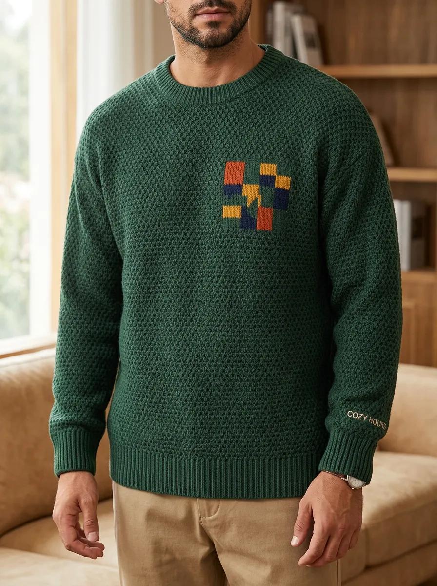 Men's Geometric Patchwork Sweater