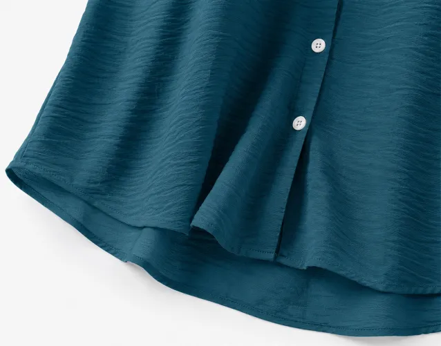 Women's Crinkled Roll-Tab Button Front Blouse