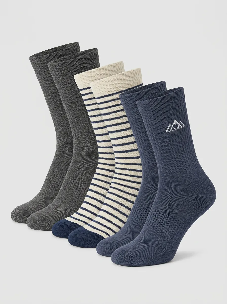 Striped Mountain Men's Three-Pair Crew Socks
