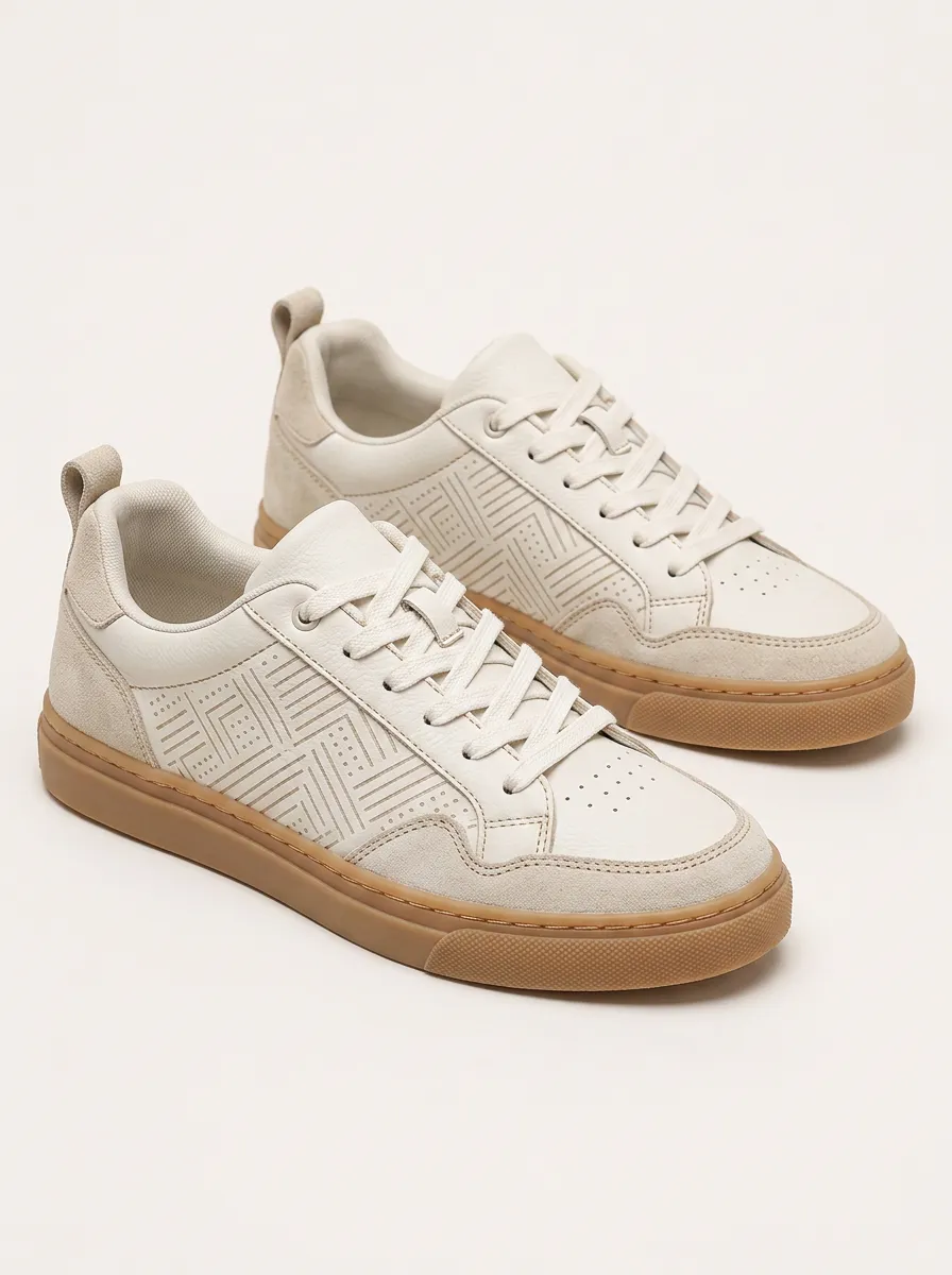 Men's Retro Geometric Pattern Embossed Patterned Relaxed Skate Shoes