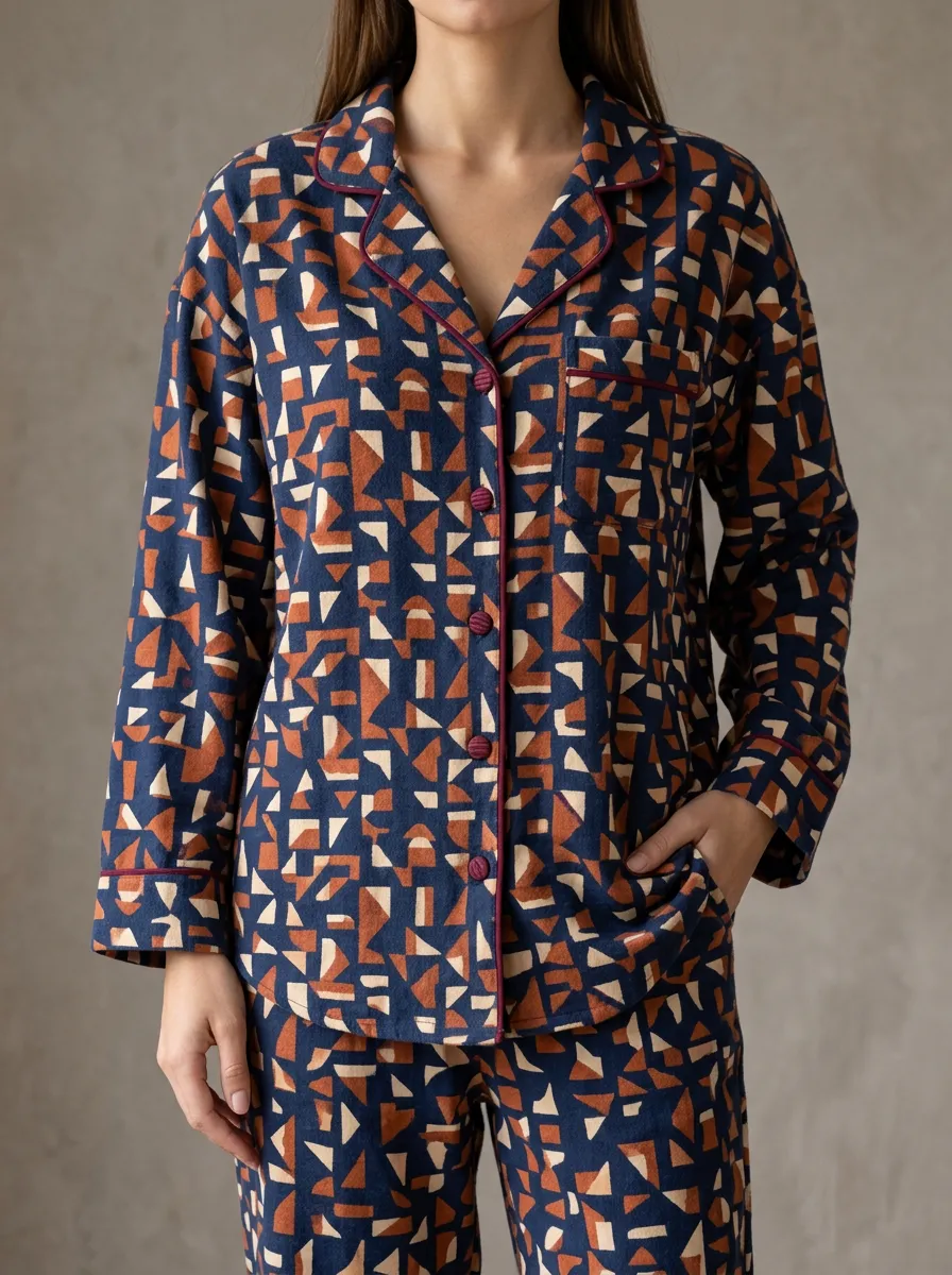 Printed Button Front Everyday Pajama Set