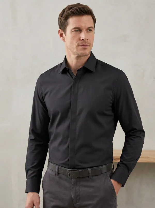 Men's Sage Green Non-Iron Cotton Long Sleeve Dress Shirt