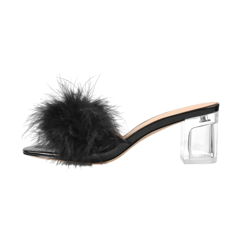 Feather Clear Heel Sandals