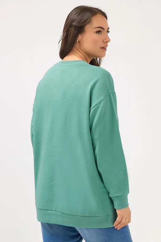 Teal Blue Crew Neck Sweatshirt detail 2