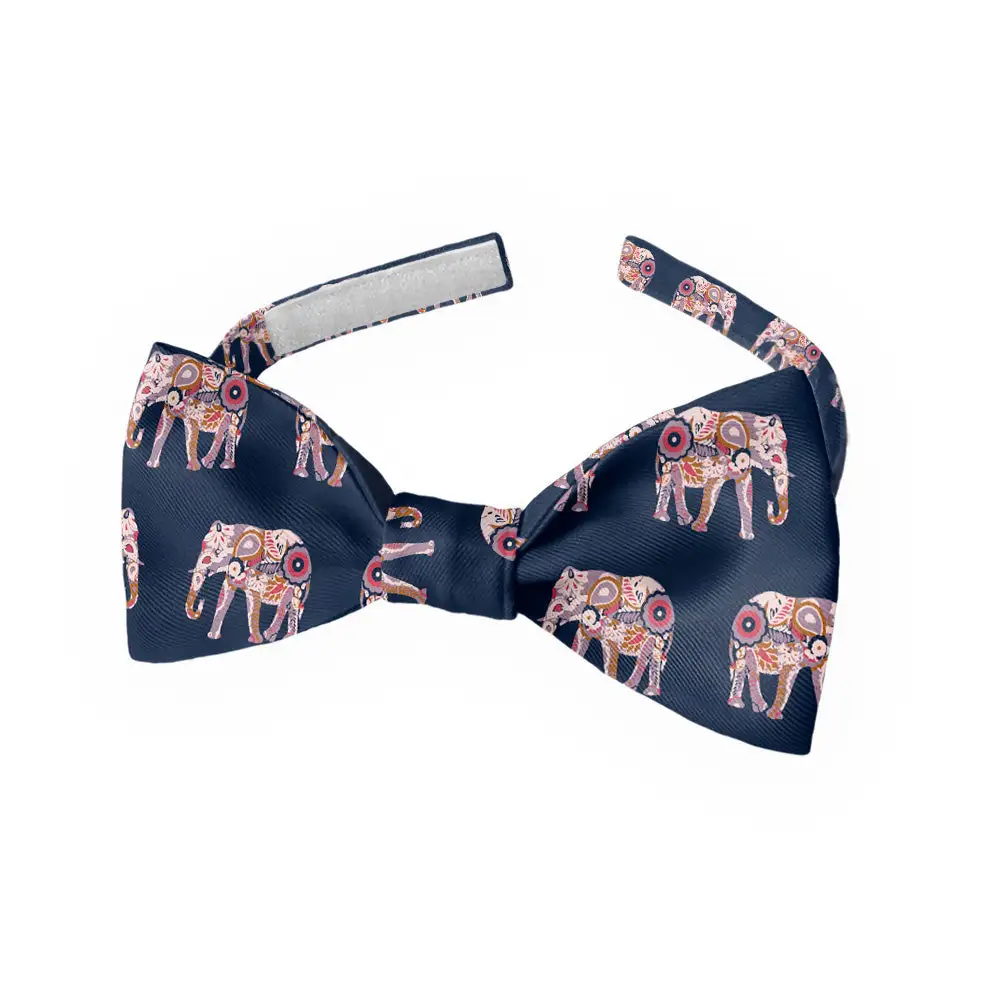 Floral Elephants Motif Bow Tie